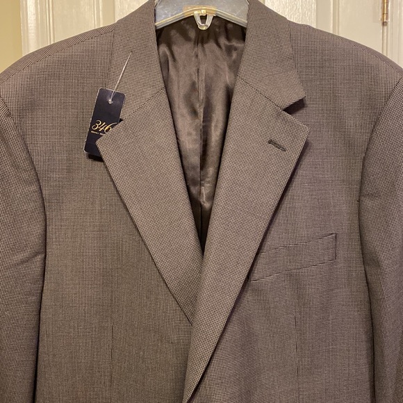 NWT Brooks Brothers - Brown & tan small houndstooth pattern wool blazer … - Picture 3 of 9